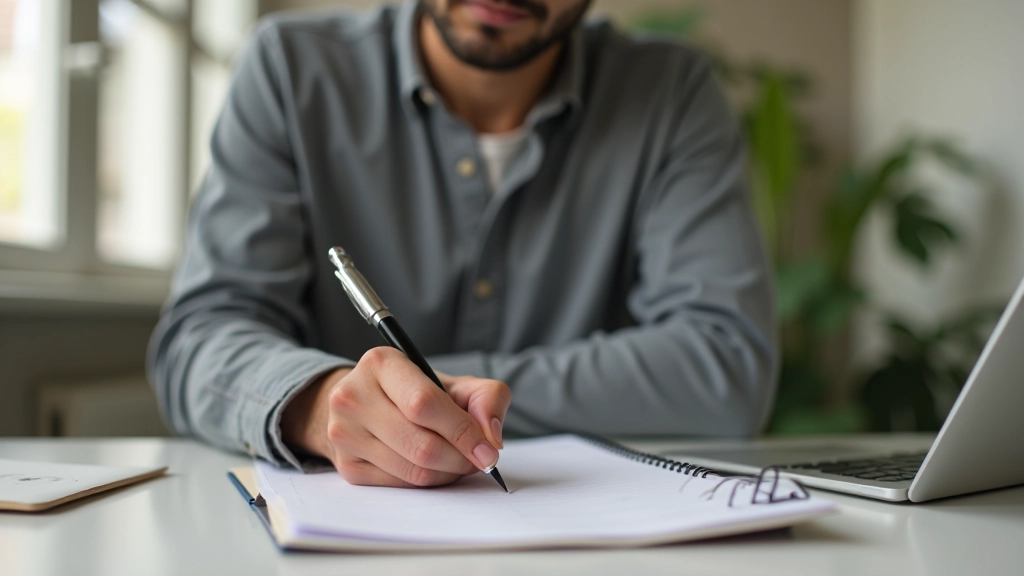 Pessoa anotando progresso em um diário de hábitos, mostrando comprometimento com o desafio diário