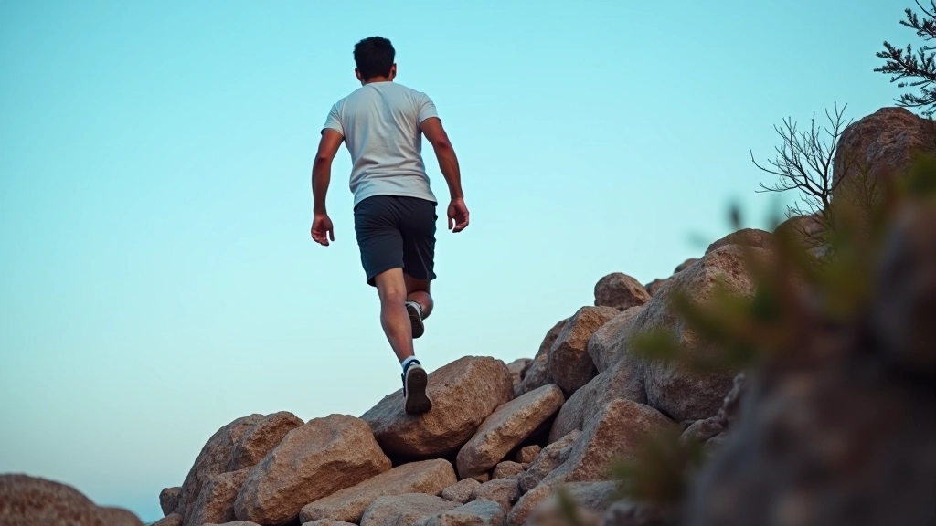 Pessoa superando barreiras e obstáculos, representando resiliência e determinação na mudança de hábitos