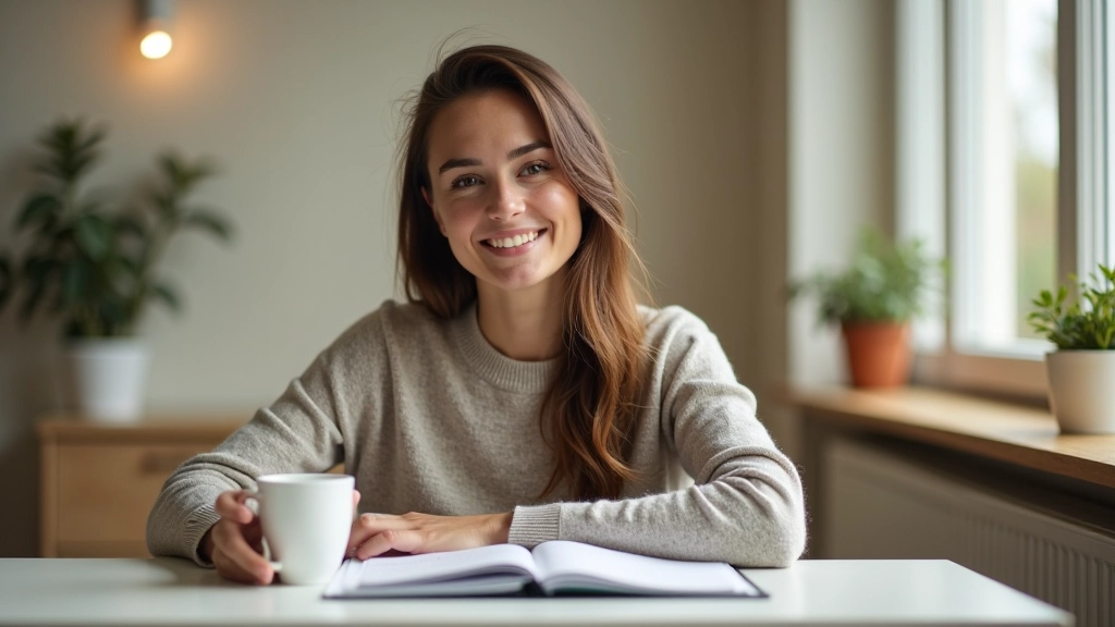 Pessoa olhando para planejador semanal com café da manhã, representando planejamento estruturado de rotinas diárias