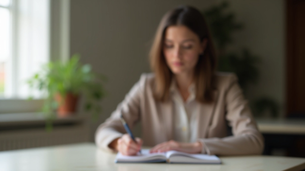 Pessoa escrevendo em um diário, analisando padrões e causas raiz de comportamentos negativos